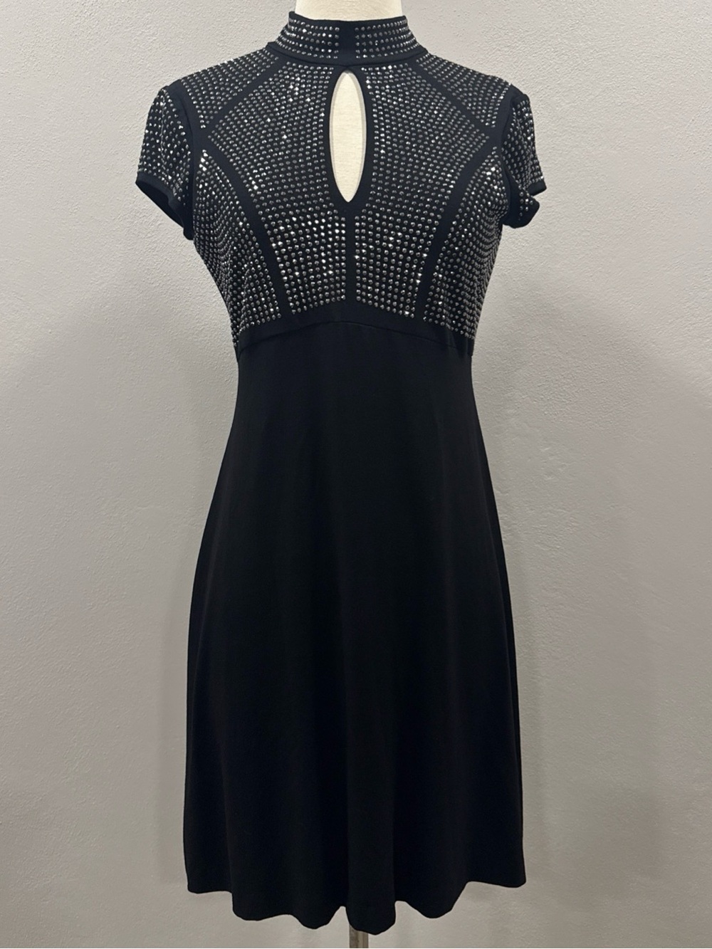 Vtg Cache Embellished Top Black Cocktail Dress Autumn Wedding Holiday Party Sz M